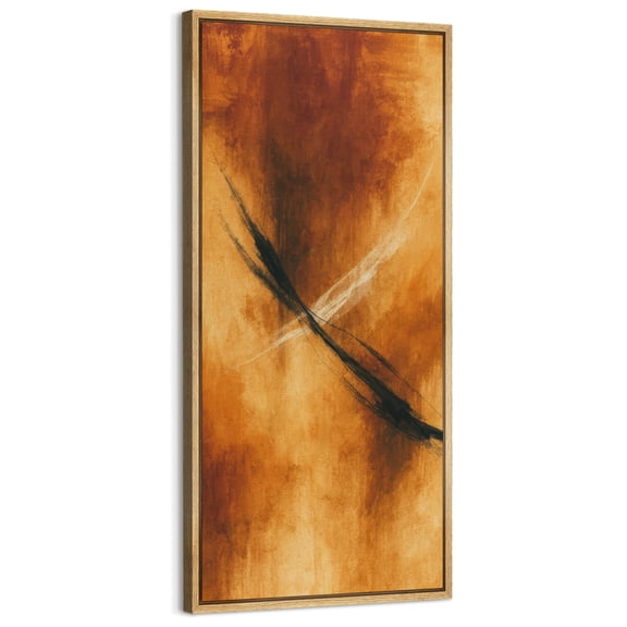 Large Framed Canvas Art Abstract Orange Yellow Print for Modern Living Room Bedroom Wall Decor - 60"x30" Natural Framed