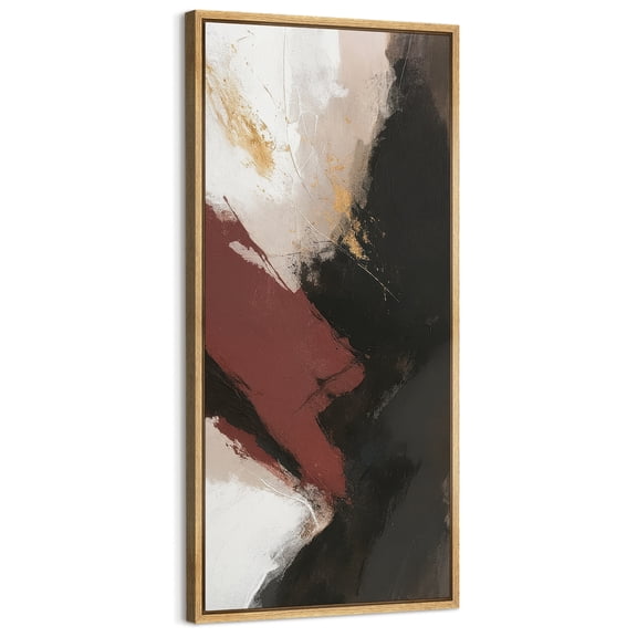 Large Framed Canvas Art Abstract Painting Print for Modern Living Room Bedroom Wall Decor - 60"x30" Natural Framed
