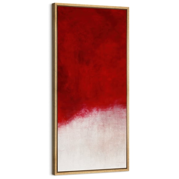 Large Framed Canvas Art Blood Red Abstract Print for Modern Living Room Bedroom Wall Decor - 60"x30" Natural Framed