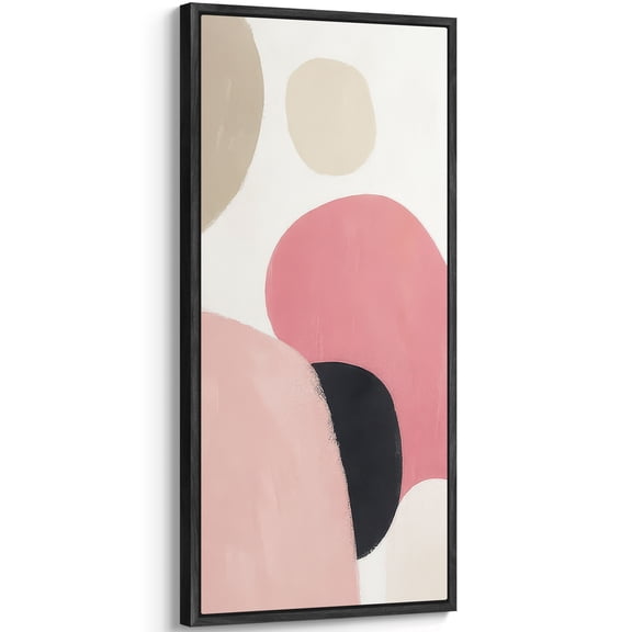 Large Framed Canvas Art for Living Room Wall Decor, Mid-Century Modern Abstract Color Blocks Canvas Print for Bedroom Decoration - 60"x30" Black Framed