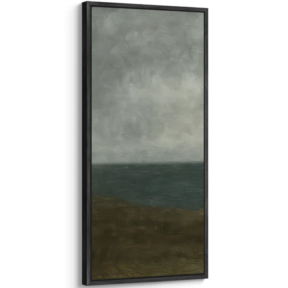 Large Framed Canvas Art Moody Abstract Ocean Print for Vintage Living Room Bedroom Wall Decor - 60"x30" Black Framed