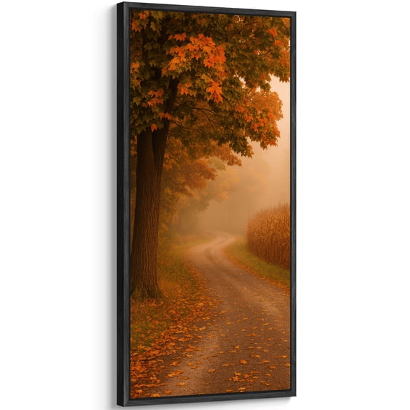 Large Framed Canvas Art Nature Autumn Path Landscape Print for Modern Living Room Bedroom Wall Decor - 60"x30" Black Framed