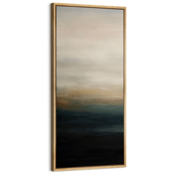 Large Framed Canvas Art Neutral Abstract Landscape Print for Vintage Living Room Bedroom Wall Decor - 60"x30" Natural Framed