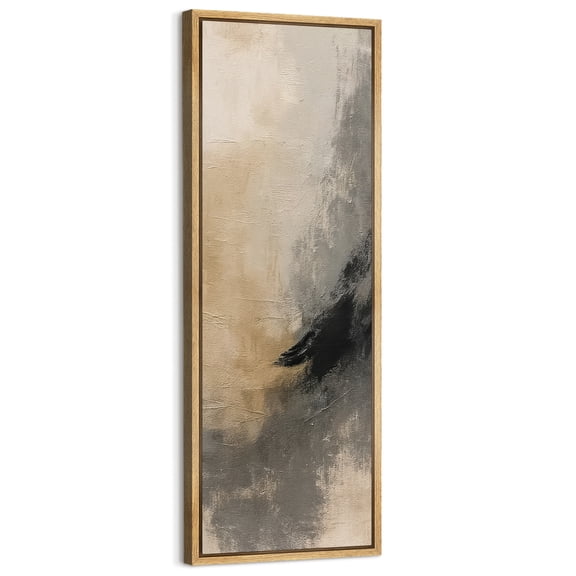 Large Framed Canvas Art Neutral Abstract Print for Modern Living Room Bedroom Wall Decor - 60"x20" Natural Framed
