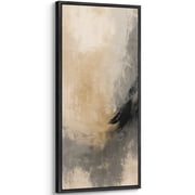 Large Framed Canvas Art Neutral Abstract Print for Modern Living Room Bedroom Wall Decor - 60"x30" Black Framed