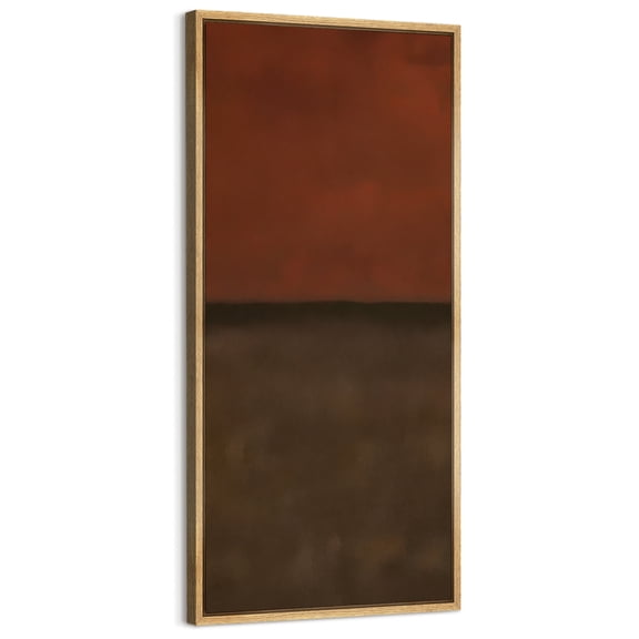 Large Framed Canvas Art Red Brown Abstract Print for Modern Living Room Bedroom Wall Decor - 60"x30" Natural Framed
