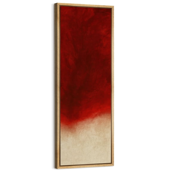 Large Framed Canvas Art Retro Red Abstract Print for Modern Living Room Bedroom Wall Decor - 60"x20" Natural Framed