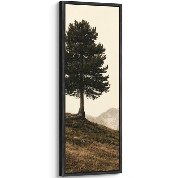 Large Framed Canvas Art Vintage Tree Country Landscape Print for Rustic Living Room Bedroom Wall Decor - 60"x20" Black Framed