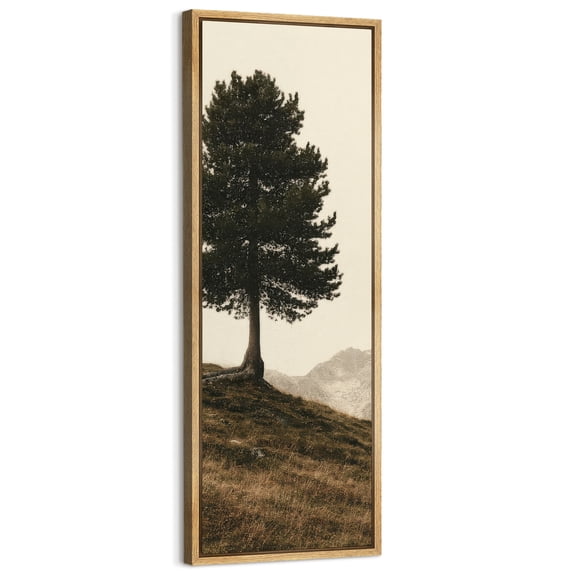 Large Framed Canvas Art Vintage Tree Country Landscape Print for Rustic Living Room Bedroom Wall Decor - 60"x20" Natural Framed