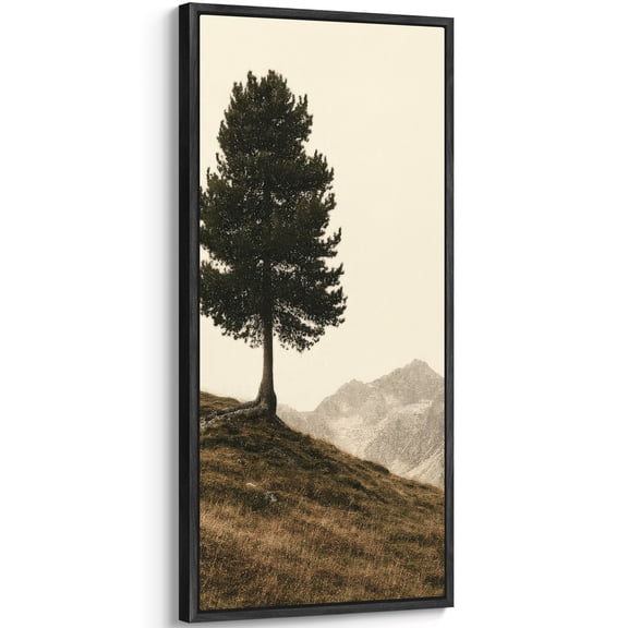 Large Framed Canvas Art Vintage Tree Country Landscape Print for Rustic Living Room Bedroom Wall Decor - 60"x30" Black Framed