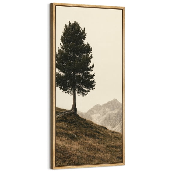 Large Framed Canvas Art Vintage Tree Country Landscape Print for Rustic Living Room Bedroom Wall Decor - 60"x30" Natural Framed