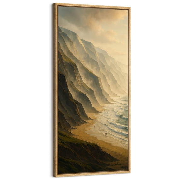 Large Framed Canvas Art for Living Room Wall Decor, Abstract Beach Coastal Canvas Print for Bedroom Decoration - 60"x30" Natural Framed