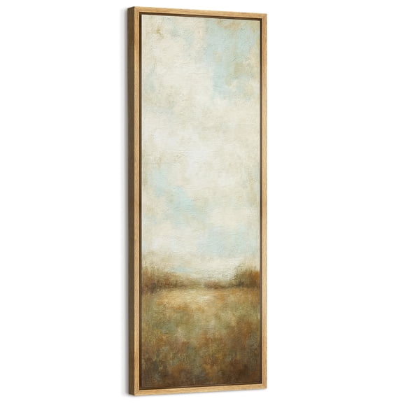 Large Framed Canvas Art for Living Room Wall Decor, Abstract Landscape Canvas Print for Bedroom Decoration - 60"x20" Natural Framed