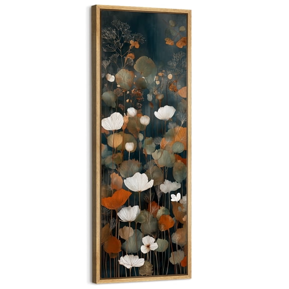 Large Framed Canvas Art for Living Room Wall Decor, Abstract Wildflowers Botanical Canvas Print for Bedroom Decoration - 60"x20" Natural Framed