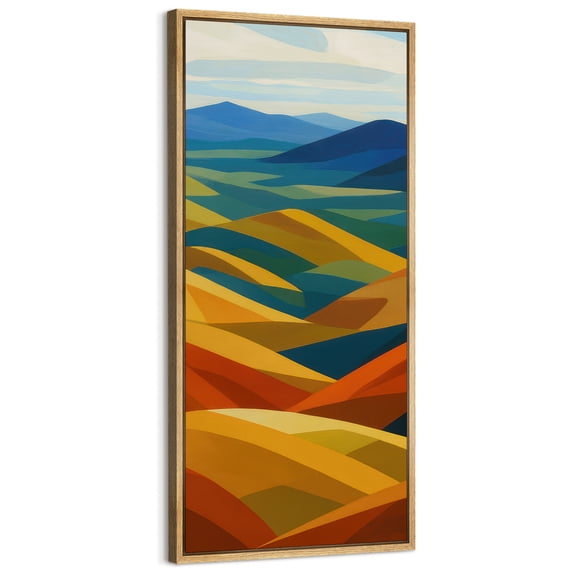 Large Framed Canvas Art for Living Room Wall Decor, Colorful Abstract Mountain Canvas Print for Bedroom Decoration - 60"x30" Natural Framed