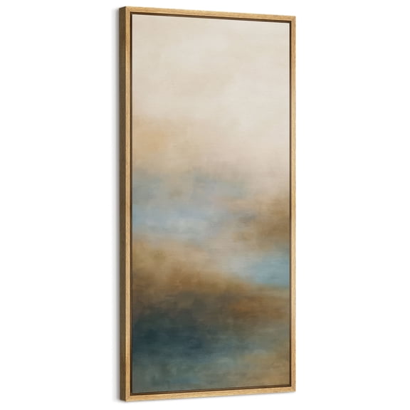 Large Framed Canvas Art for Living Room Wall Decor, Muted Vintage Abstract Landscape Canvas Print for Bedroom Decoration - 60"x30" Natural Framed