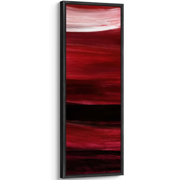 Large Framed Canvas Art for Living Room Wall Decor, Red Abstract Mountain Canvas Print for Bedroom Decoration - 60"x20" Black Framed