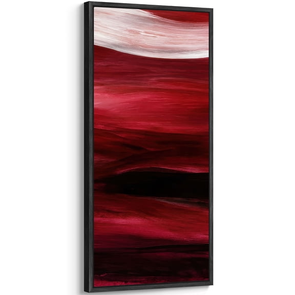 Large Framed Canvas Art for Living Room Wall Decor, Red Abstract Mountain Canvas Print for Bedroom Decoration - 60"x30" Black Framed