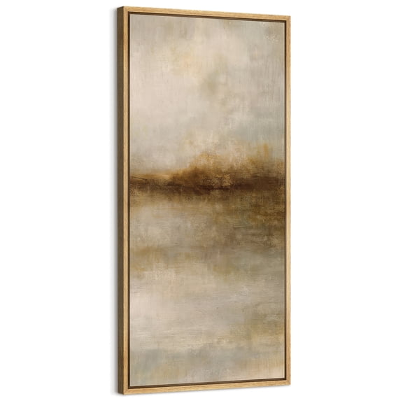 Large Framed Canvas Art for Living Room Wall Decor, Vintage Abstract Lake Landscape Canvas Print for Bedroom Decoration - 60"x30" Natural Framed