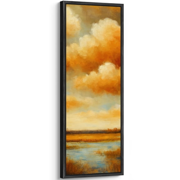 Large Framed Canvas Art for Living Room Wall Decor, Vintage Clouds Sky Country Landscape Canvas Print for Bedroom Decoration - 60"x20" Black Framed