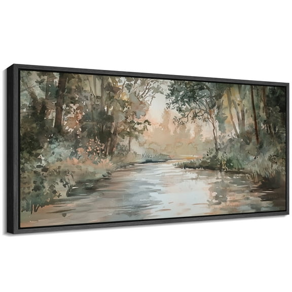 Large Framed Canvas Print Abstract Modern Wall Art Decorative Ready to Hang Painting for Living room Bedroom - 60"x30" Black Frame