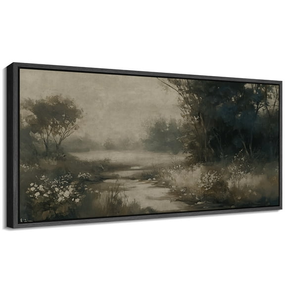 Large Framed Canvas Print Abstract Modern Wall Art Decorative Ready to Hang Painting for Living room Bedroom - 60"x30" Black Frame