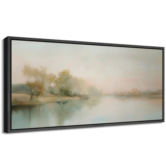 Large Framed Canvas Print Abstract Modern Wall Art Decorative Ready to Hang Painting for Living room Bedroom - 60"x30" Black Frame