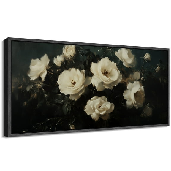 Large Framed Canvas Print Abstract Modern Wall Art Decorative Ready to Hang Painting for Living room Bedroom - 60"x30" Black Frame