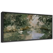 Large Framed Canvas Print Abstract Modern Wall Art Decorative Ready to Hang Painting for Living room Bedroom - 60"x30" Black Frame