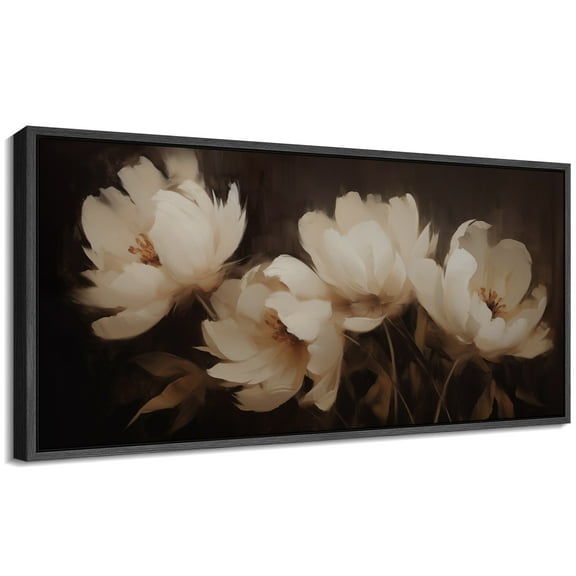 Large Framed Canvas Print Abstract Modern Wall Art Decorative Ready to Hang Painting for Living room Bedroom - 60"x30" Black Frame