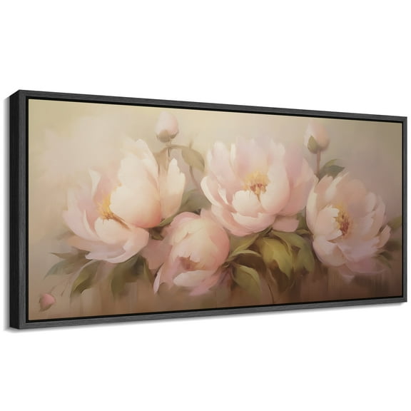 Large Framed Canvas Print Abstract Modern Wall Art Decorative Ready to Hang Painting for Living room Bedroom - 60"x30" Black Frame