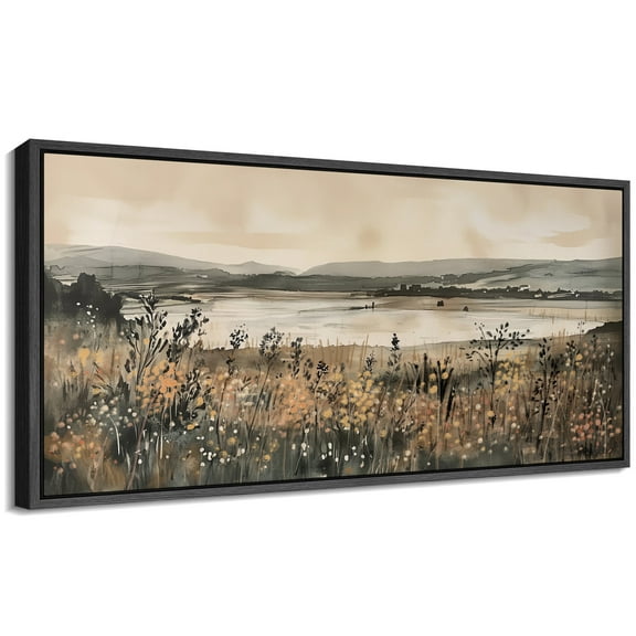 Large Framed Canvas Print Abstract Modern Wall Art Decorative Ready to Hang Painting for Living room Bedroom - 60"x30" Black Frame