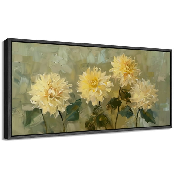 Large Framed Canvas Print Abstract Modern Wall Art Decorative Ready to Hang Painting for Living room Bedroom - 60"x30" Black Frame