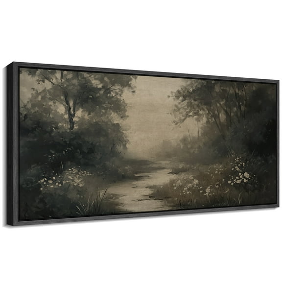 Large Framed Canvas Print Abstract Modern Wall Art Decorative Ready to Hang Painting for Living room Bedroom - 60"x30" Black Frame