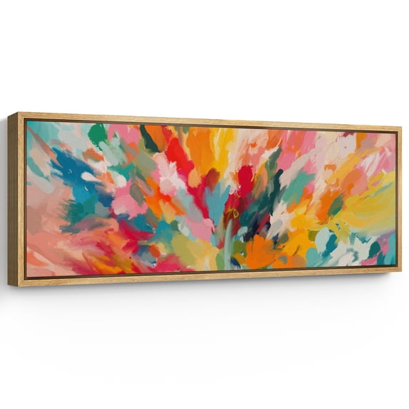 Large Framed Canvas Print Abstract Watercolor LandscapeWall Art Decorative Ready to Hang Painting for Living room Bedroom 60x20 inches Natural Frame