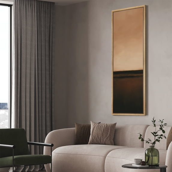 Large Framed Canvas Print Brown Abstract Modern Wall Art Neutral Decorative for Living room Bedroom - 60"x20" Natural Frame