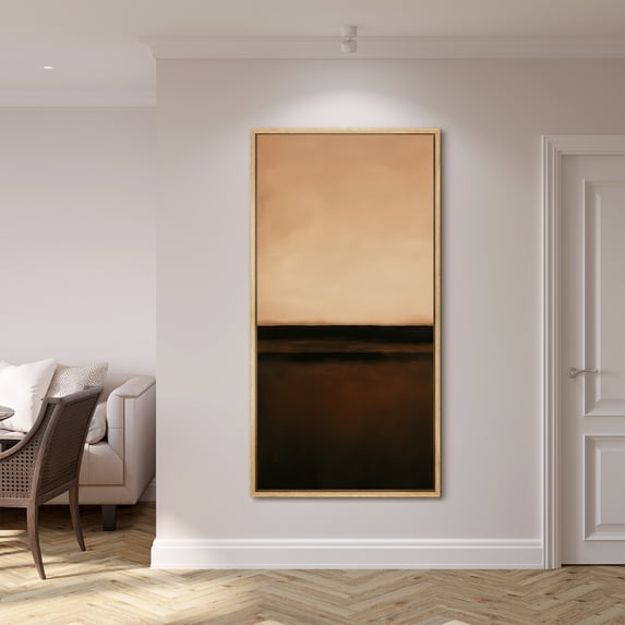 Large Framed Canvas Print Brown Abstract Modern Wall Art Neutral Decorative for Living room Bedroom - 60"x30" Natural Frame