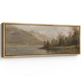 thumbnail image 1 of Large Framed Canvas Print Classic Landscape with Snowy Peaks and ReflectionsWall Art Decorative Ready to Hang Painting for Living room Bedroom 60x20 inches Natural Frame, 1 of 7