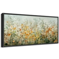 Large Framed Canvas Print Colorful Baby's Breath Flowers Wall Art Decorative Ready to Hang Painting for Living room Bedroom - 60"x30" Black Frame