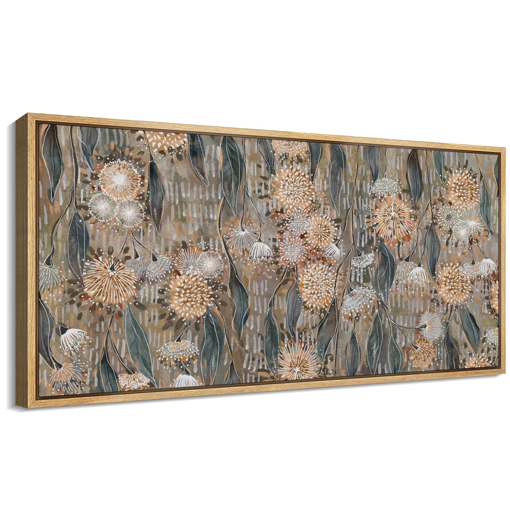 Large Framed Canvas Print Contemporary Floral Pattern with Neutral ...