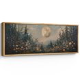 thumbnail image 1 of Large Framed Canvas Print Enchanted Forest MoonlightWall Art Decorative Ready to Hang Painting for Living room Bedroom 60x20 inches Natural Frame, 1 of 7
