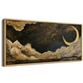 thumbnail image 1 of Large Framed Canvas Print Golden Crescent Moon & Clouds – Mystical Night Sky PaintingWall Art Decorative Ready to Hang Painting for Living room Bedroom 60x30 inches Natural Frame, 1 of 7