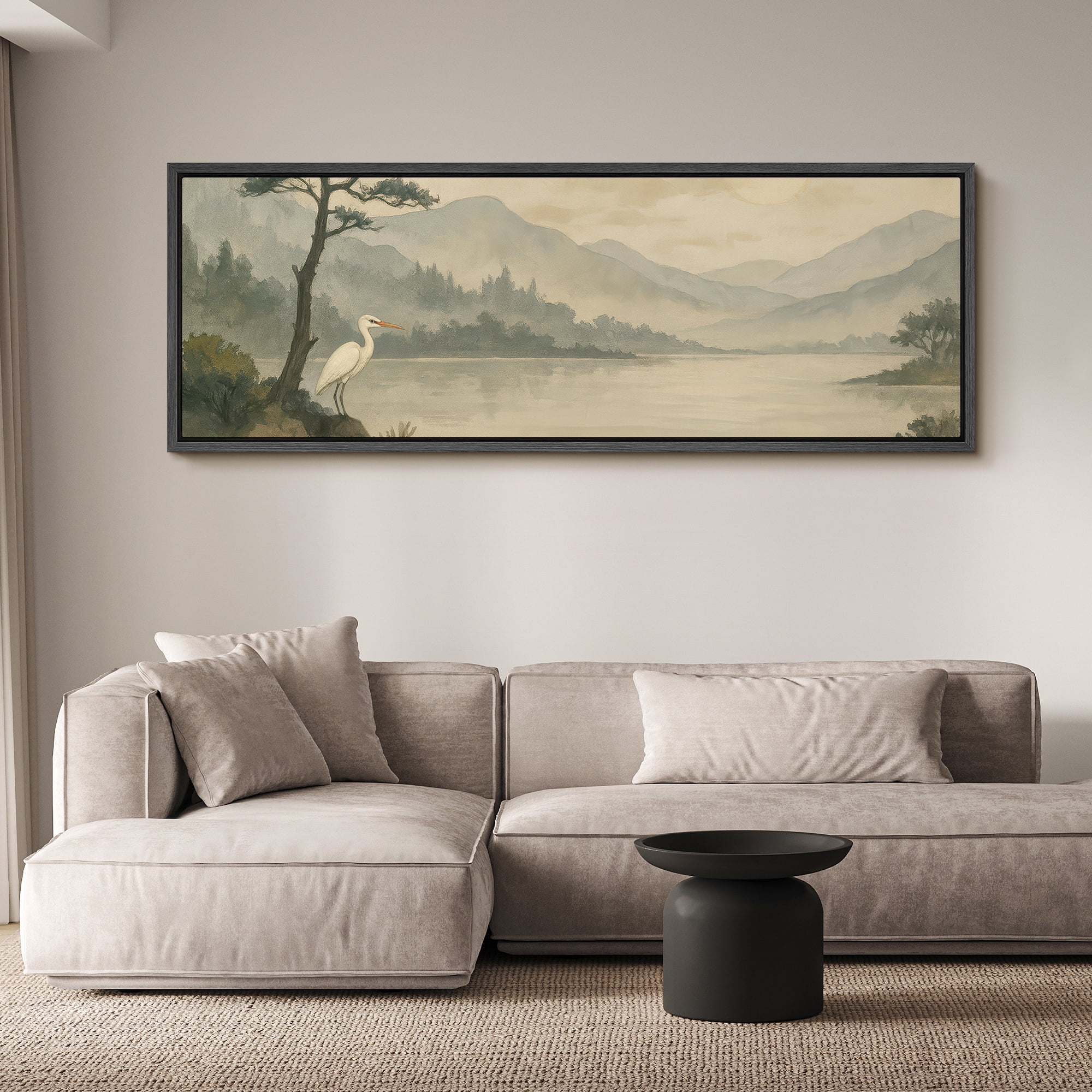 Large Framed Canvas Print Japanese Style Landscape Wall Art Japandi ...