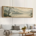 thumbnail image 1 of Large Framed Canvas Print Japanese Style Landscape Wall Art Japandi Decorative for Living room Bedroom - 60"x20" Natural Frame, 1 of 7