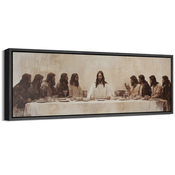 Large Framed Canvas Print The Last Supper Framed Canvas - Classic Religious Wall Art Decorative Ready to Hang Painting for Living room Bedroom - 60"x20" Black Frame