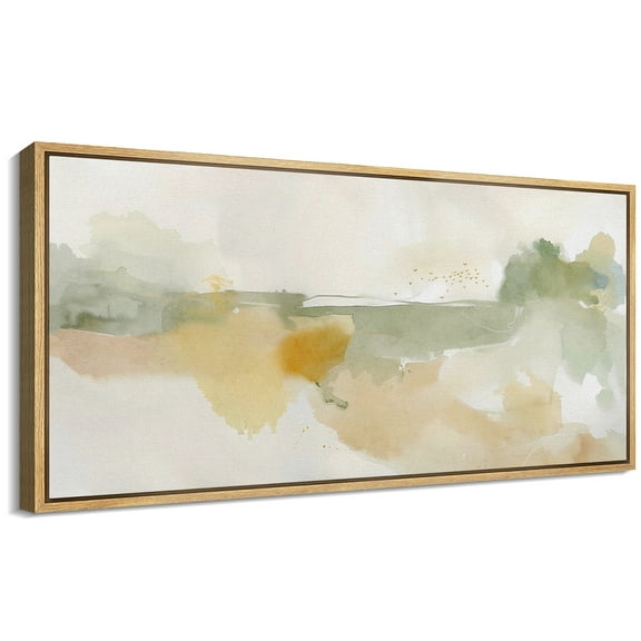 Large Framed Canvas Print Minimalist Abstract Nature Scene with Earthy TonesWall Art Decorative Ready to Hang Painting for Living room Bedroom 60x30 inches Natural Frame