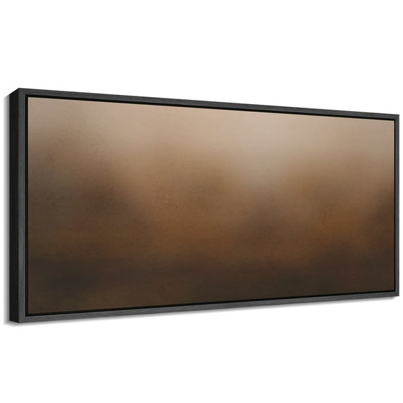 Large Framed Canvas Print Minimalist Abstract Wall Art with Warm Brown OmbreWall Art Decorative Ready to Hang Painting for Living room Bedroom 60x30 inches Black Frame