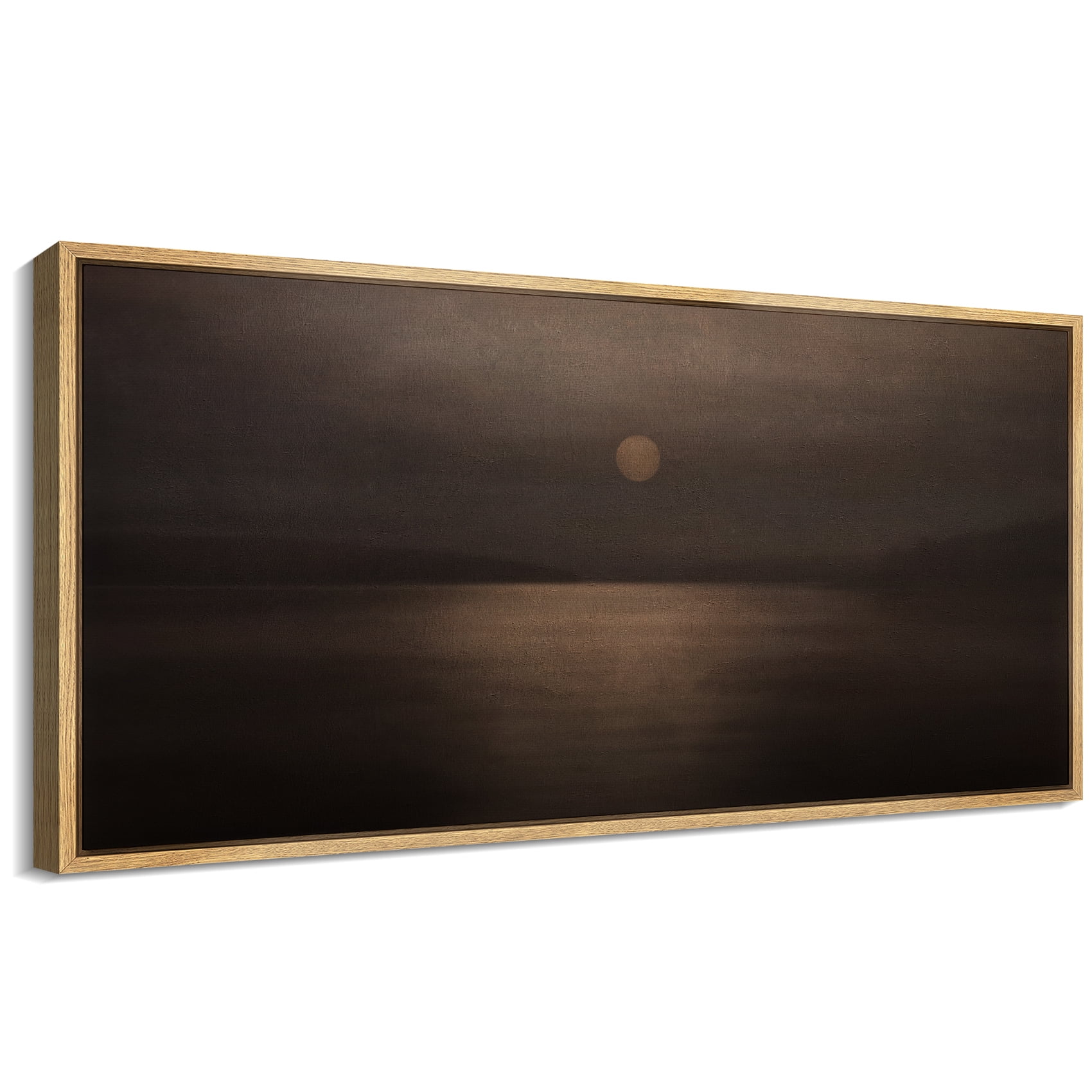 Large Framed Canvas Print Minimalist Nocturnal Landscape - Serene Dark ...