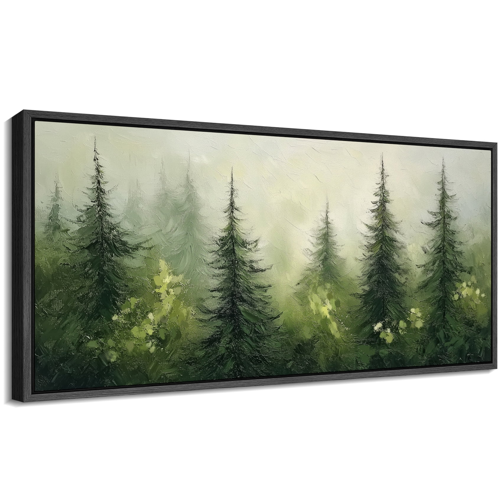 Large Framed Canvas Print Mistry Pine Forest Wall Art Decorative Ready ...