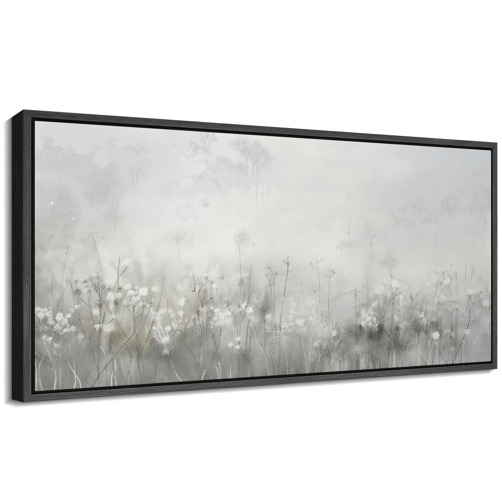 Large Framed Canvas Print Misty Wildflowers in Soft Neutral TonesWall ...